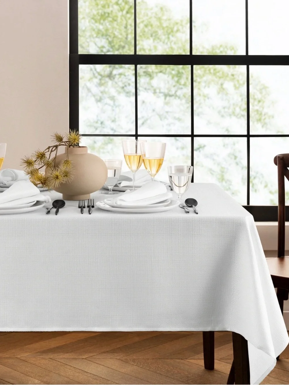 Laurel Solid Texture Water and Stain Resistant Tablecloth, 52